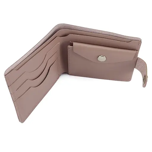 Кошелек женский маленький кожаный Handycover HC0042 нюдовый на кнопке - фото 3