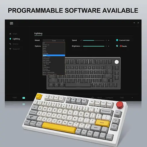 EPOMAKER TH80 Pro 75% гаряча заміна RGB 2.4 ГГц / Bluetooth 5.0 / дротова ігрова механічна клавіатура, з акумулятором ємністю 4000 - фото 4