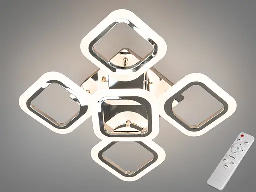 Багатофункціональна світлодіодна люстра на пульті, 60 Вт, хром - фото 1