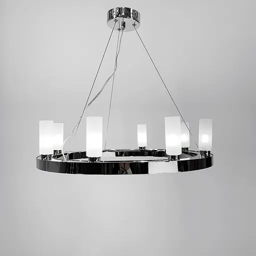 Подвесная серебряная кольцевая люстра RENNES ROUND 60 см 8 плафонов Line.F MJ 111-600 - фото 6