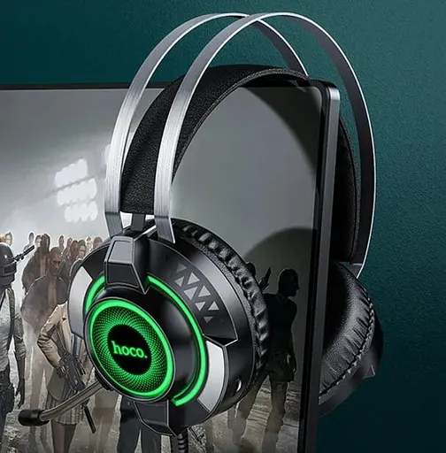 Ігрові стерео навушники Hoco ESD06 з мікрофоном і LED підсвічуванням (Чорний) - фото 8