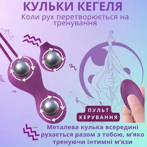 Набор вагинальных шариков I’MCUM Kegel Fit с виброшариком и пультом управления Фиолетовый 4 шт (IM-KGE204) - фото 8