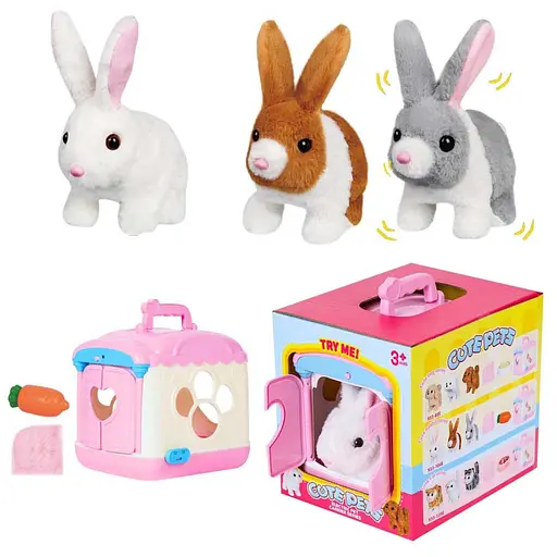 Зайчик интерактивный, 15 см, звук, прыгает, 933-104E (в ассортименте)