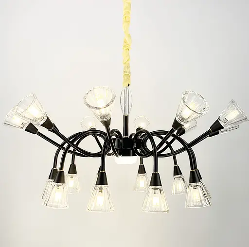 Подвесной светильник с закрученными рожками в черном каркасе Line.F H 9866/10+10 BK - фото 5