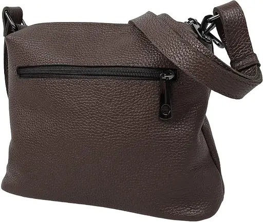 Женская кожаная сумка Borsacomoda на плечо темно-коричневая sum0028716 - фото 4