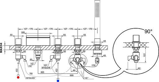 Змішувач для ванни Ravak Waterfall WF 025.00 X070060 Хром - фото 3