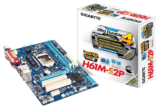 Материнская плата Gigabyte GA-H61M-S2P LGA 1155 (GA-H61M-S2P) Б/У - фото 1