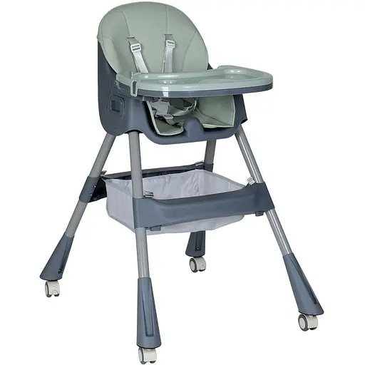 Стульчик для кормления Bambi M 5722 с корзиной для игрушек и чехлом из мягкой экокожи, мята