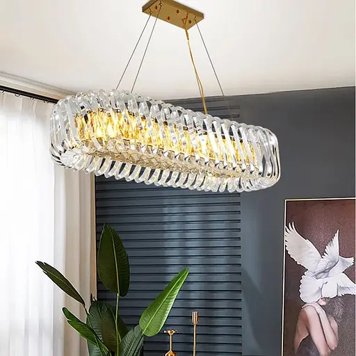 Унікальна підвісна видовжена люстра 100х23х32 см | Line F | Арт. D3008-L1000 GD+CL - фото 1