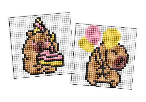 Набор с алмазной мозаикой на самоклеящейся основе для детей Развлечения капибары, 2 шт. 9x9 см, AMS1118