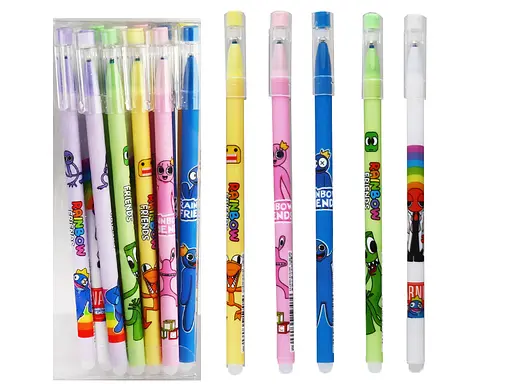 Набор гелевых ручек-стирочок Rainbow friends 12 штук, синий цвет, толщина письма 0,5 мм 1871