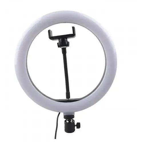 Кольцевая светодиодная лампа 26 см с зажимом для тел. - фото 1