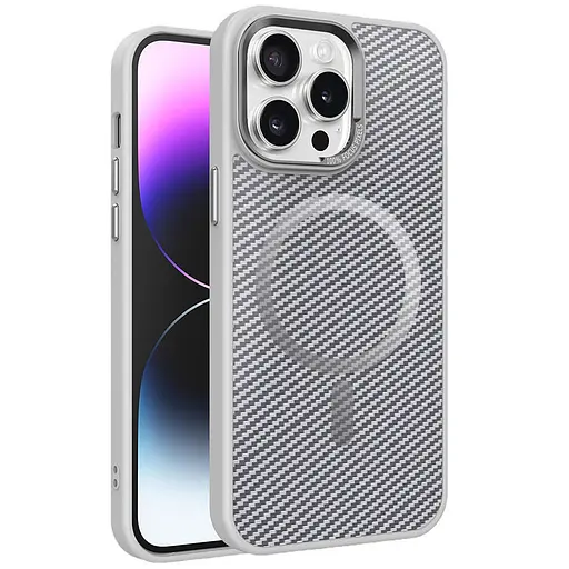 Чехол Epik TPU+PC Carbon Mirage with MagSafe для Apple iPhone 15 Pro Max 6.7 Grey