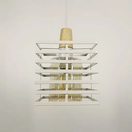 Світильник в стилі Лофт з білим корпусом решіткою та янтарним плафоном Line.F 12391/1 WT+AM - фото 5