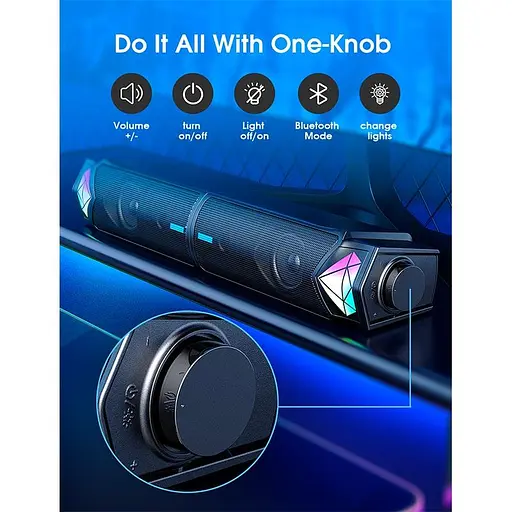 Акустика для ПК Onikuma RGB Backlight L1 3Wx2 BT5.3 USB Mic - фото 9