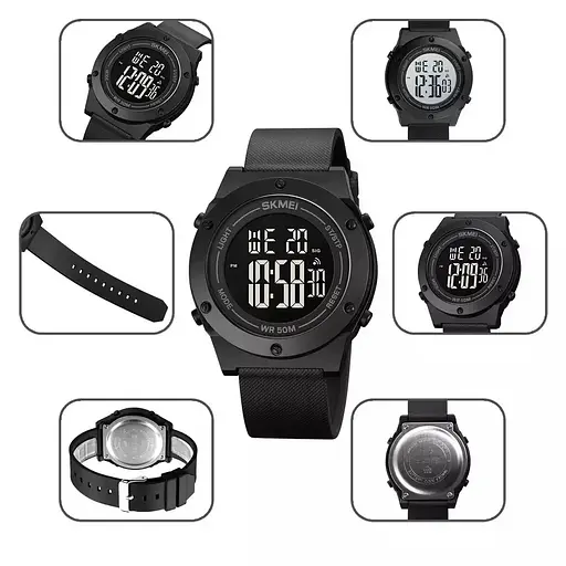 Мужские спортивные часы Skmei 1772 Черный с черным - фото 7