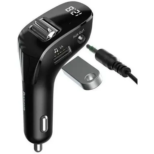 FM трансмиттер Bluetooth модулятор Baseus S-09 2USB CCALL-TM01 адаптер зарядний пристрій Чорний - фото 1
