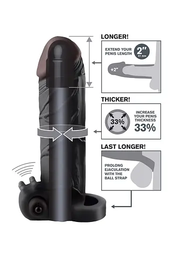 Насадка на пенис Pipedream Vibrating Real Feel 2 Extension 16.5 см чёрный - фото 3