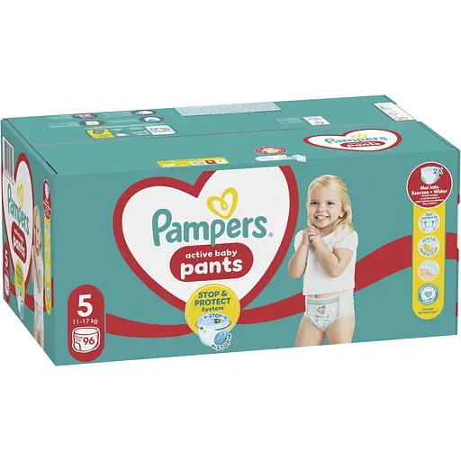 Набор: подгузники-трусики Pampers Active Baby Pants 5 (12-17 кг) 96 шт. + детские влажные салфетки Pampers Sensitive 52 шт. в подарок - фото 3