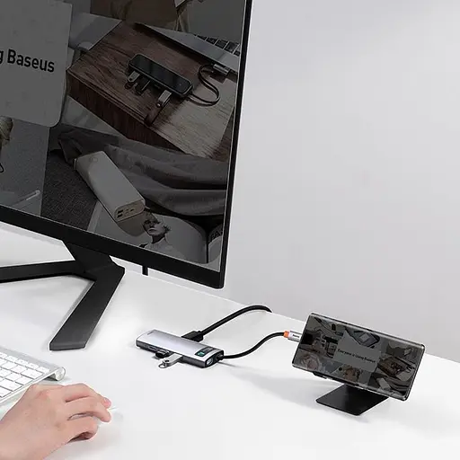 Переходник HUB Baseus Metal Gleam Series 7-in-1 Multifunctional (WKWG020113) Серый - фото 2