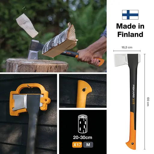 Універсальна сокира-колун Fiskars X17 M, 60 см, 1.5 кг, 122463 (1015641) - фото 4