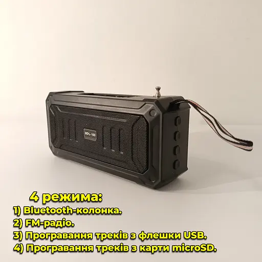 Багатофункціональний портативний FM радіоприймач / Bluetooth-колонка з акумулятором, сонячна панель. MP3-плеєр USB / microSD - фото 2