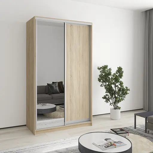 Шафа-купе дводверна MebelStar Уні AL ДСП/Дзеркало 120x60x210 см Дуб сонома (MBS-2618)