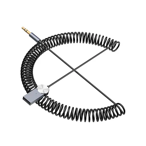 AUX-кабель Hoco DUP02 bluetooth to Jack 3.5 пружинный автомобильный аудиоресивер черный - фото 5