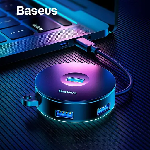 USB-хаб Baseus Round Box 4-Port USB-C 0.1 м Black (CAHUB-G01) [77933] - фото 8