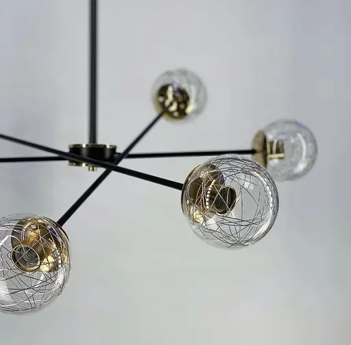 Потолочный светильник с хромированной нитью и золотой фурнитурой Ст. H 9820/6 BK+GD | Line F - фото 4