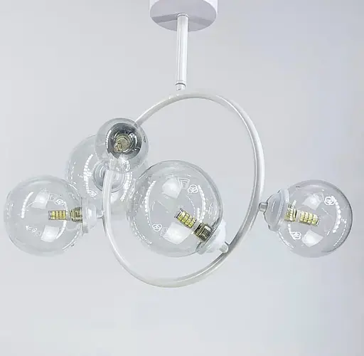 Потолочная люстра в форме белого кольца с прозрачными плафонами Bubble Line.F H 069/5 WT - фото 1