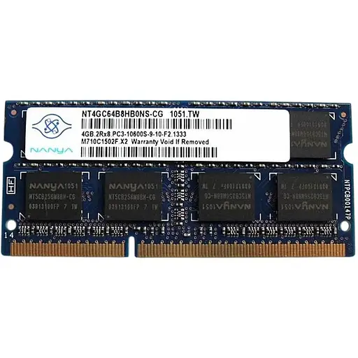 Оперативна пам'ять для ноутбука Nanya 2Rx8 SO-DIMM DDR3 4GB 1333MHz PC3-10600 Б/В