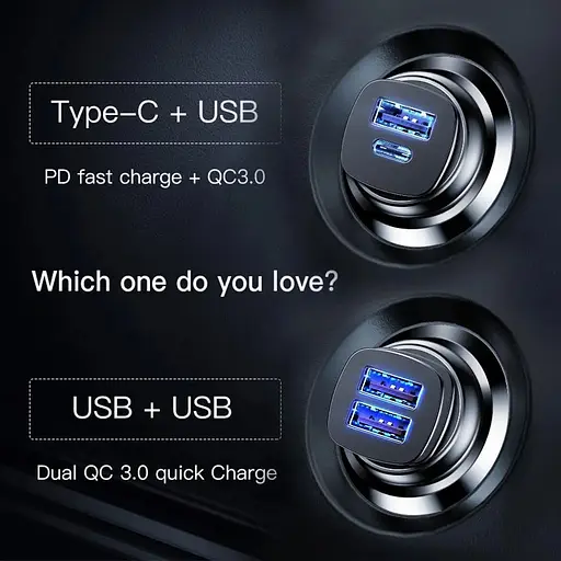Автомобильное зарядное устройство Baseus B5-C15Q Dual QC3.0 Car Charger 30W 2хUSB (219764356) - фото 3