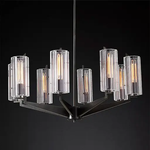 Люстра дизайнерская с прозрачными плафонами ABBY Line.F Количество ламп 8 - фото 1