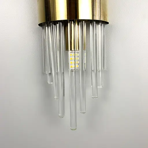 Бра у латунному каркасі із прозорими трубочками Line F W 18G-100*350 - фото 4