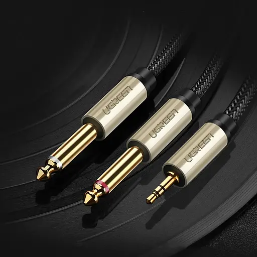 Аудіокабель UGREEN 3.5mm TRS to Dual 6.35mm TS Audio Cable 1m (Gray) - фото 12