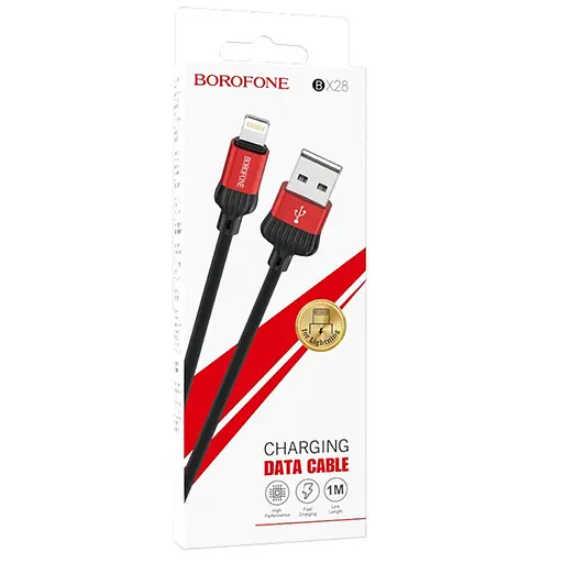 Дата кабель Borofone BX28 Dignity USB to Lightning (1m) Червоний - фото 5