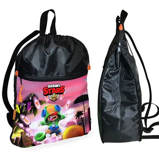 Рюкзак-мешок для обуви,спортивной формы Бравл Старс детская сумка для сменки с расширителем (01221)