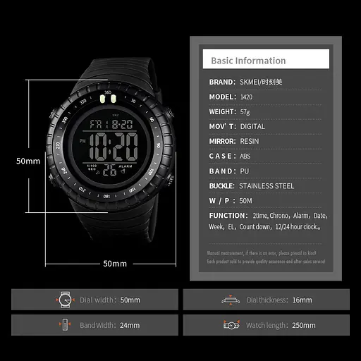 Чоловічий годинник Skmei 1420 Чорний - фото 2