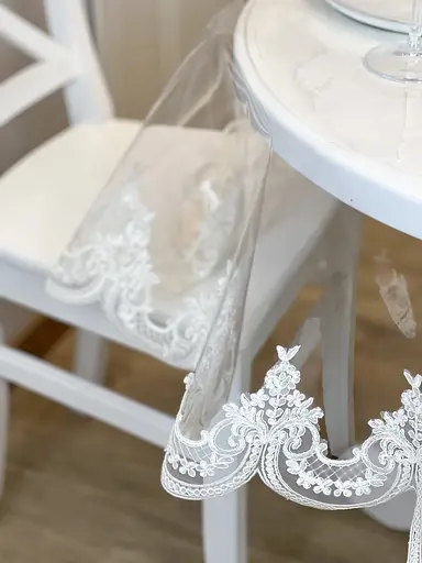 Силіконова скатертина з молочним мереживом корд Elit 320х110 см - фото 5