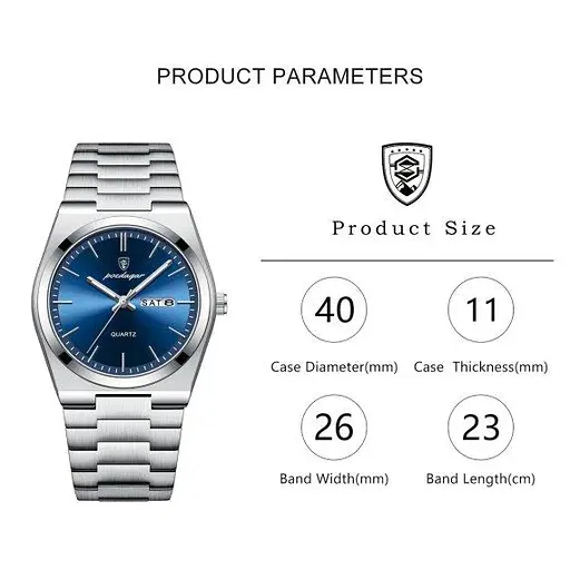 Чоловічий наручний класичний годинник Poedagar Teodor (Сріблястий) - фото 9