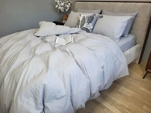 Комплект постельного белья из вареного хлопка светло-голубой Sky Blue, Washed Cotton - фото 1