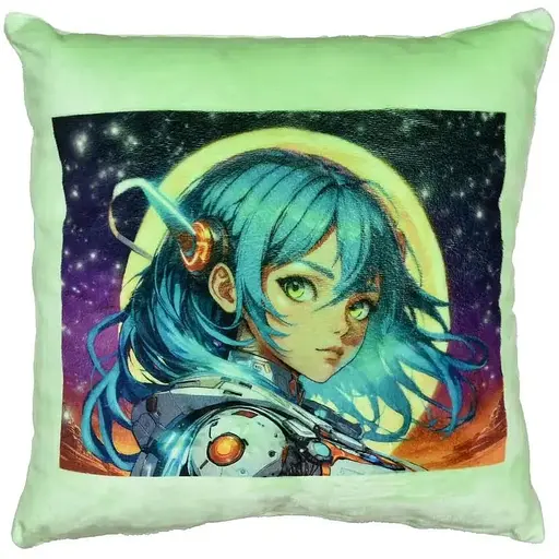 Подушка плюшевая Аниме, девушка в мире искусства Strateg 60732 Зеленый - фото 1