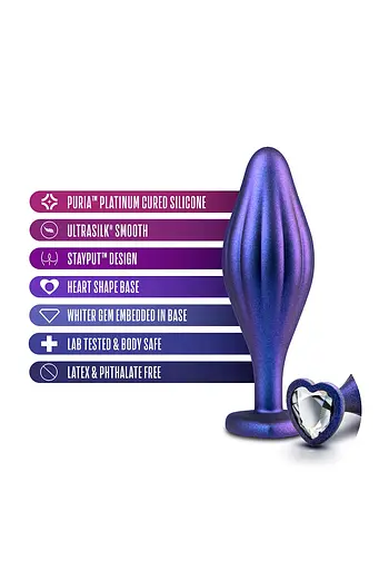 Анальна пробка Anal Adventures Matrix Wavy Bling Plug 11.4 см (фіолетовий) - фото 3