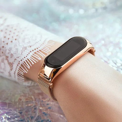 Ремешок для фитнес-браслета Boorui для Xiaomi Mi Band 3 и 4 миланская петля розовое золото - фото 4