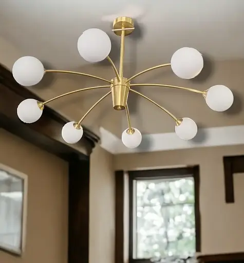 Светодиодная люстра Шарики 8914 (Золотистая) 8 плафонов