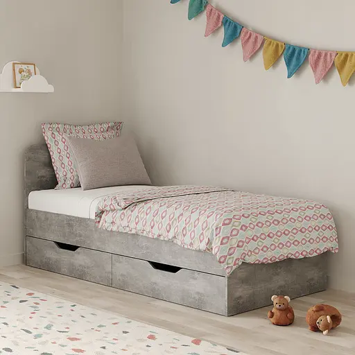 Кровать односпальная MebelStar Лилу с ящиками 90x200 см Бетон (MBS-1347)