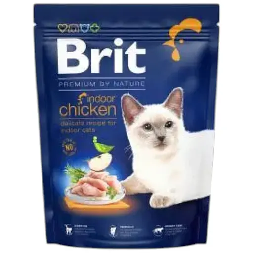 Сухий корм Brit Premium Cat by Nature Indoor для кішок, що живуть у приміщенні, з куркою, 300 г
