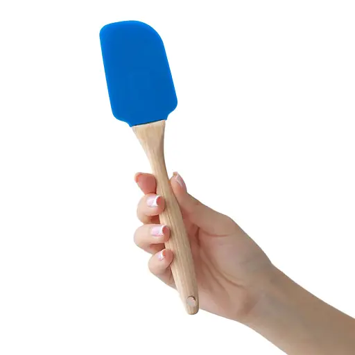Лопатка кухонная силиконовая с деревянной ручкой 22.5 см, Profsil Синий 87191 - фото 2