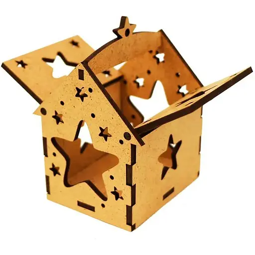 Заготовка Rosa Talent Хатинка з зіркою 2 з підвісом ДВП 7х7х10 см